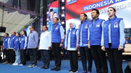 Calon Presiden Prabowo Subianto dan Susulo Bambang Yudhoyono (SBY) dalam acara kampanye akbar Partai Demokrat yang diselenggarakan di GOR Gajayana, Malang, Jawa Timur. (Dok. TKN Prabowo - Gibran)